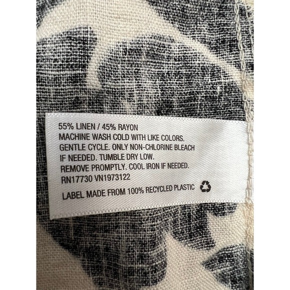 A New Day Linen Blend‎ Black White Floral Midi Dress Size XXL Pockets - Picture 7 of 9
